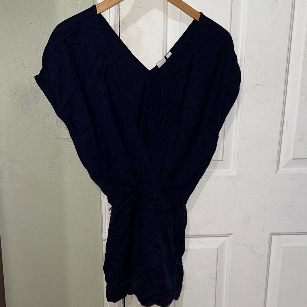 Navy V-Neck Wrap Dress